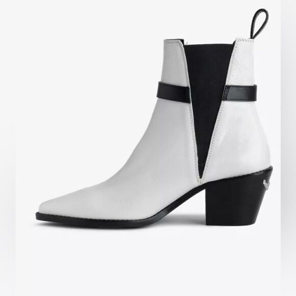 Zadig & Voltaire boots Tyler Cecilia vintage patent Bootie white ice. New 38/7 - Picture 4 of 13